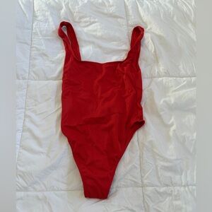 Rumored Baywatch One Piece Swimsuit Red Ribbed XS NWT High Cut